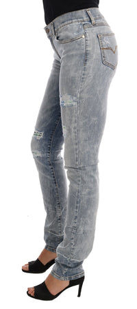 Thumbnail for Chic Light Blue Torn Slim Fit Jeans
