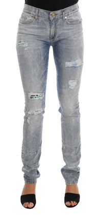 Thumbnail for Chic Light Blue Torn Slim Fit Jeans