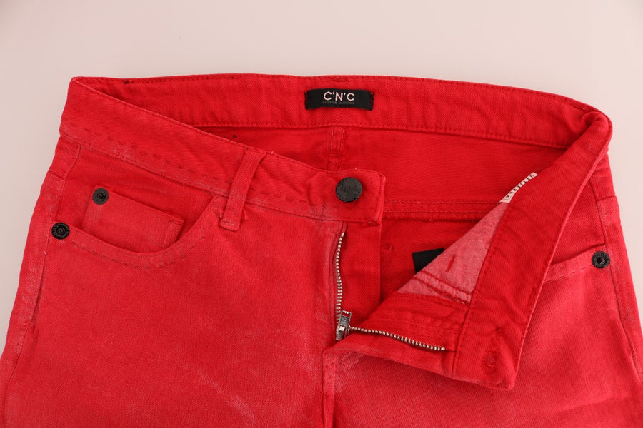 Radiant Red Super Slim Designer Jeans