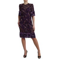 Thumbnail for Purple floral lace crystal embedded dress