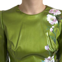Thumbnail for Green Floral Embellished Sheath Midi Dress