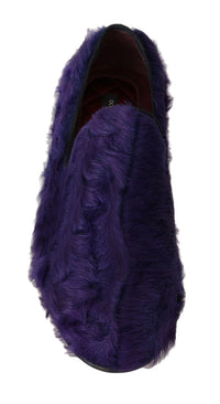 Thumbnail for Plush Purple Sheep Fur Loafers