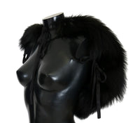 Thumbnail for Elegant Black Silver Fox Fur Wrap Scarf