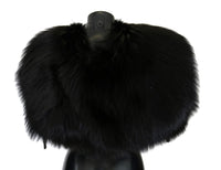 Thumbnail for Elegant Black Silver Fox Fur Wrap Scarf