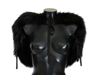Thumbnail for Elegant Black Silver Fox Fur Wrap Scarf