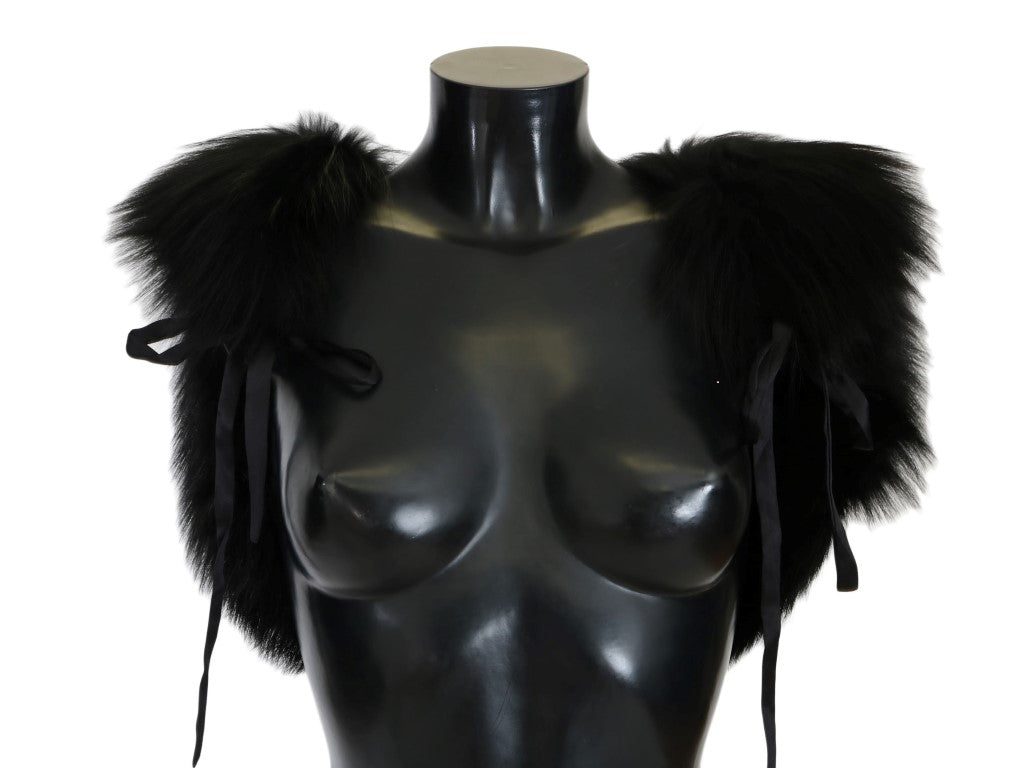 Elegant Black Silver Fox Fur Scarf