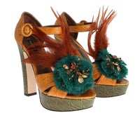 Thumbnail for Multicolor Crystal Ankle Strap Platform Sandals