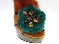 Thumbnail for Multicolor Crystal Ankle Strap Platform Sandals