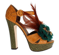 Thumbnail for Multicolor Crystal Ankle Strap Platform Sandals