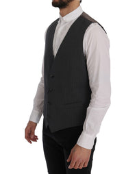 Thumbnail for Elegant Striped Gray Waistcoat Vest
