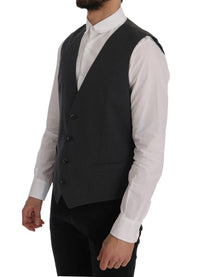Thumbnail for Elegant Gray Striped Waistcoat Vest