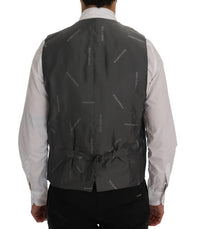 Thumbnail for Elegant Gray Striped Waistcoat Vest