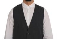 Thumbnail for Elegant Gray Striped Waistcoat Vest