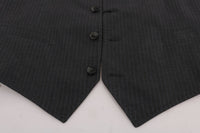 Thumbnail for Elegant Gray Striped Waistcoat Vest