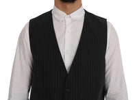 Thumbnail for Elegant Gray Striped Men's Waistcoat Vest