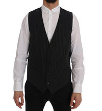 Thumbnail for Elegant Gray Striped Men's Waistcoat Vest