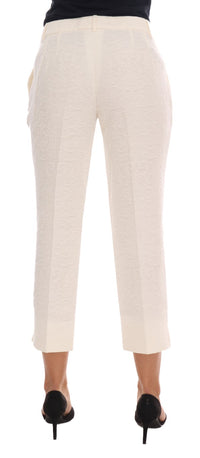 Thumbnail for Elegant White Capri Pants - Cotton & Silk Blend