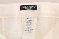 Thumbnail for Elegant White Capri Pants - Cotton & Silk Blend