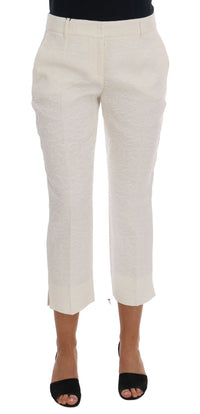 Thumbnail for Elegant White Capri Pants - Cotton & Silk Blend