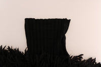 Thumbnail for Elegant Black Fringed Wool-Cashmere Sweater