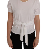 Thumbnail for Elegant White Wrap Blouse with Crystal Accents