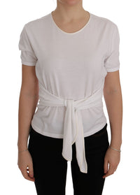Thumbnail for Elegant White Wrap Blouse with Crystal Accents