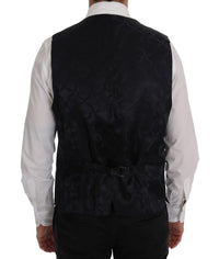 Thumbnail for Elegant Gray Striped Wool Blend Vest