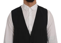 Thumbnail for Elegant Gray Striped Wool Blend Vest