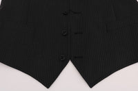 Thumbnail for Elegant Gray Striped Wool Blend Vest