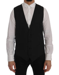 Thumbnail for Elegant Gray Striped Wool Blend Vest
