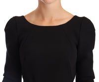 Thumbnail for Elegant Black Stretch Sheath Mid-Calf Dress