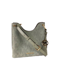 Thumbnail for Joan Large Perforated Suede Leather Slouchy Messenger Handbag (Army Green)