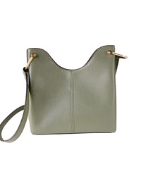 Thumbnail for Joan Large Perforated Suede Leather Slouchy Messenger Handbag (Army Green)