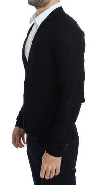 Thumbnail for Black Fine Wool Button Cardigan