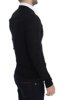 Thumbnail for Black Fine Wool Button Cardigan