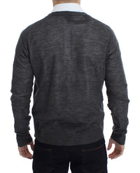 Thumbnail for Elegant Gray Wool Blend Cardigan Sweater