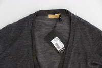 Thumbnail for Elegant Gray Wool Blend Cardigan Sweater