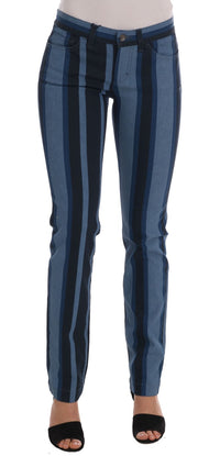 Thumbnail for Blue GIRLY Striped Cotton Jeans