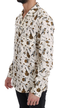 Thumbnail for White Silk JAZZ Motive Print Shirt