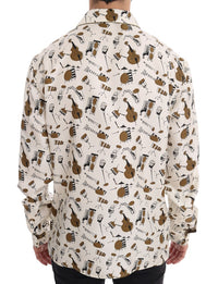 Thumbnail for White Silk JAZZ Motive Print Shirt