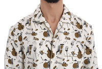 Thumbnail for White Silk JAZZ Motive Print Shirt