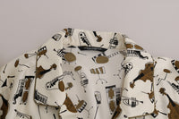 Thumbnail for White Silk JAZZ Motive Print Shirt