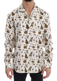 Thumbnail for White Silk JAZZ Motive Print Shirt