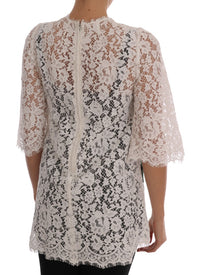 Thumbnail for Elegant White Lace Embellished Mini Blouse