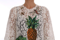 Thumbnail for Elegant White Lace Embellished Mini Blouse