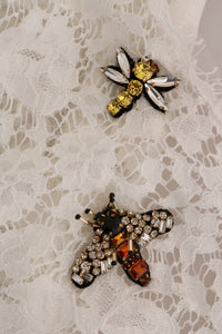 Thumbnail for Elegant White Lace Embellished Mini Blouse