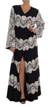 Thumbnail for Elegant Silk Floral Lace Kaftan Maxi Dress