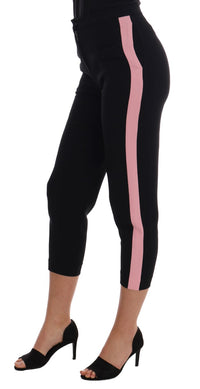 Thumbnail for Chic Black Capri Pants with Pink Side Stripes