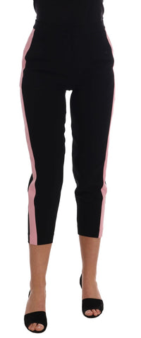 Thumbnail for Chic Black Capri Pants with Pink Side Stripes