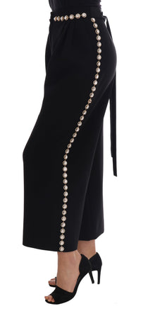 Thumbnail for Elegant High-Waist Ankle Pants with Gold Detailing